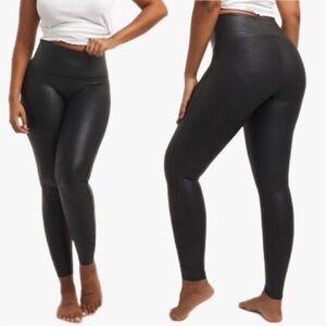 Spanx Medium Control Faux Leather Leggings Black Plus Size 1X